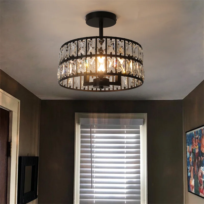 K9 Crystal Dining Table Pendant Lamp Bedroom Hanging Lamp Retro Luxury Style Kitchen Plafon Ceiling Chandelier
