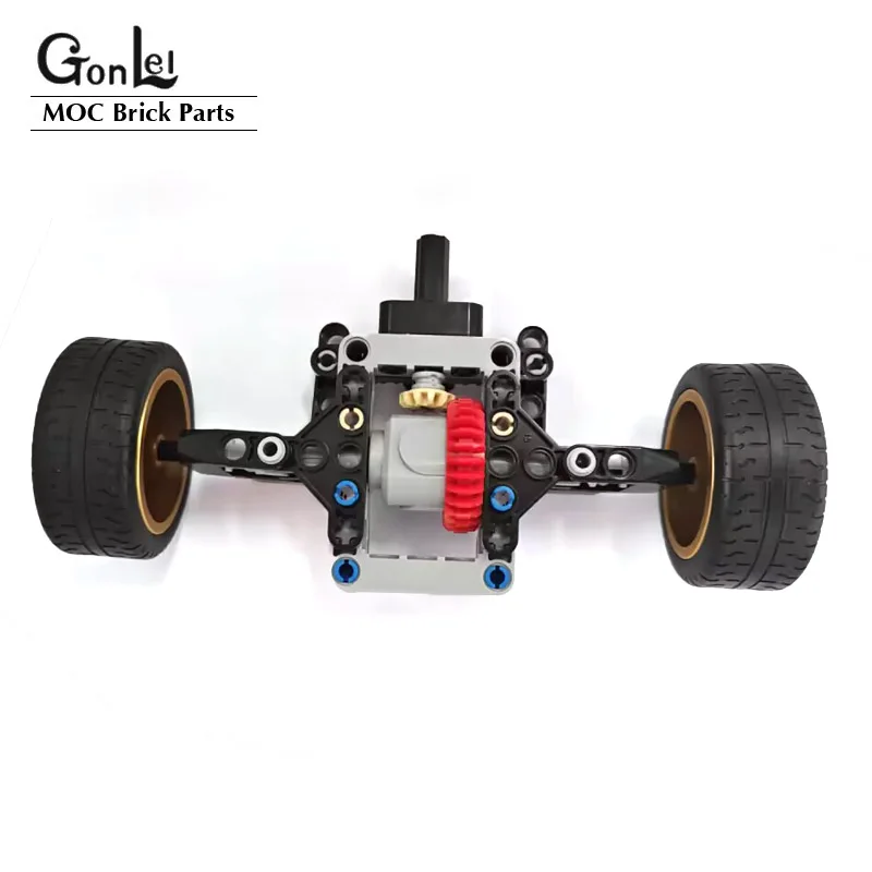 MOC Compact 4WD Front Axle With Differential for Mechanism Front Suspension Streering System Technical Bricks Car Building Block