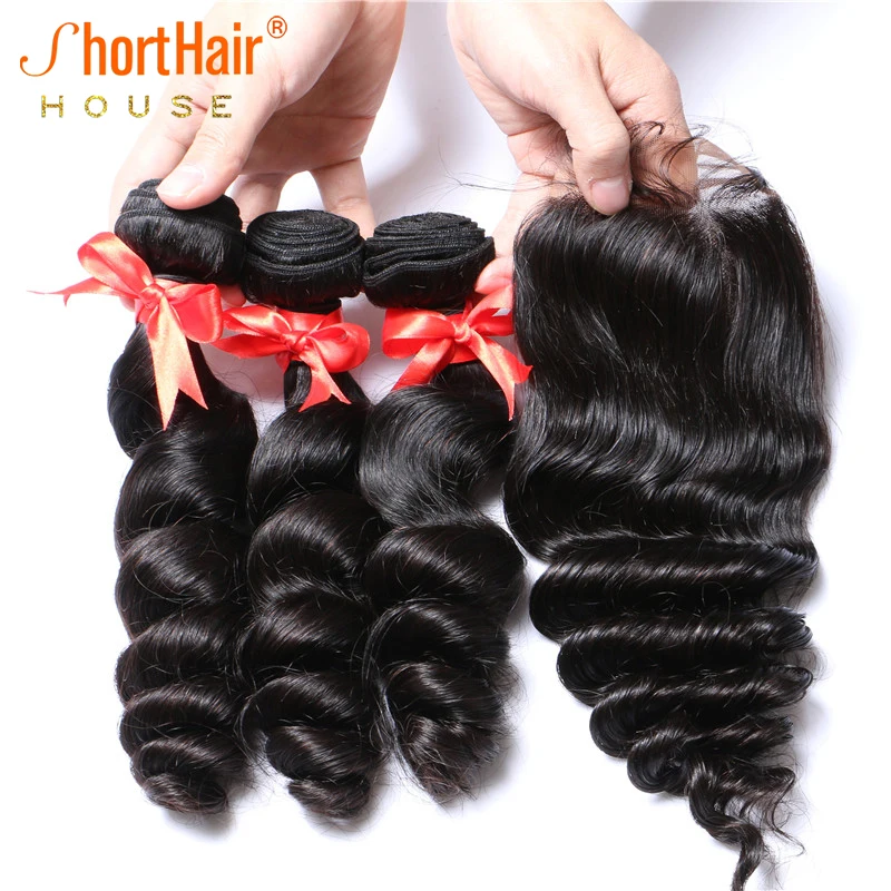3 Bundles With 5x5 Lace Closure 13x4 13x6 HD Lace Frontal Brazilian Loose Deep Wave Remy Human Hair Extensions Swiss
