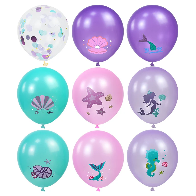 Mermaid Themed Party Latex Balloon Confetti Balloons Under the Sea Kids Girls Mermaid Birthday Baby Shower Decoration Air Globos