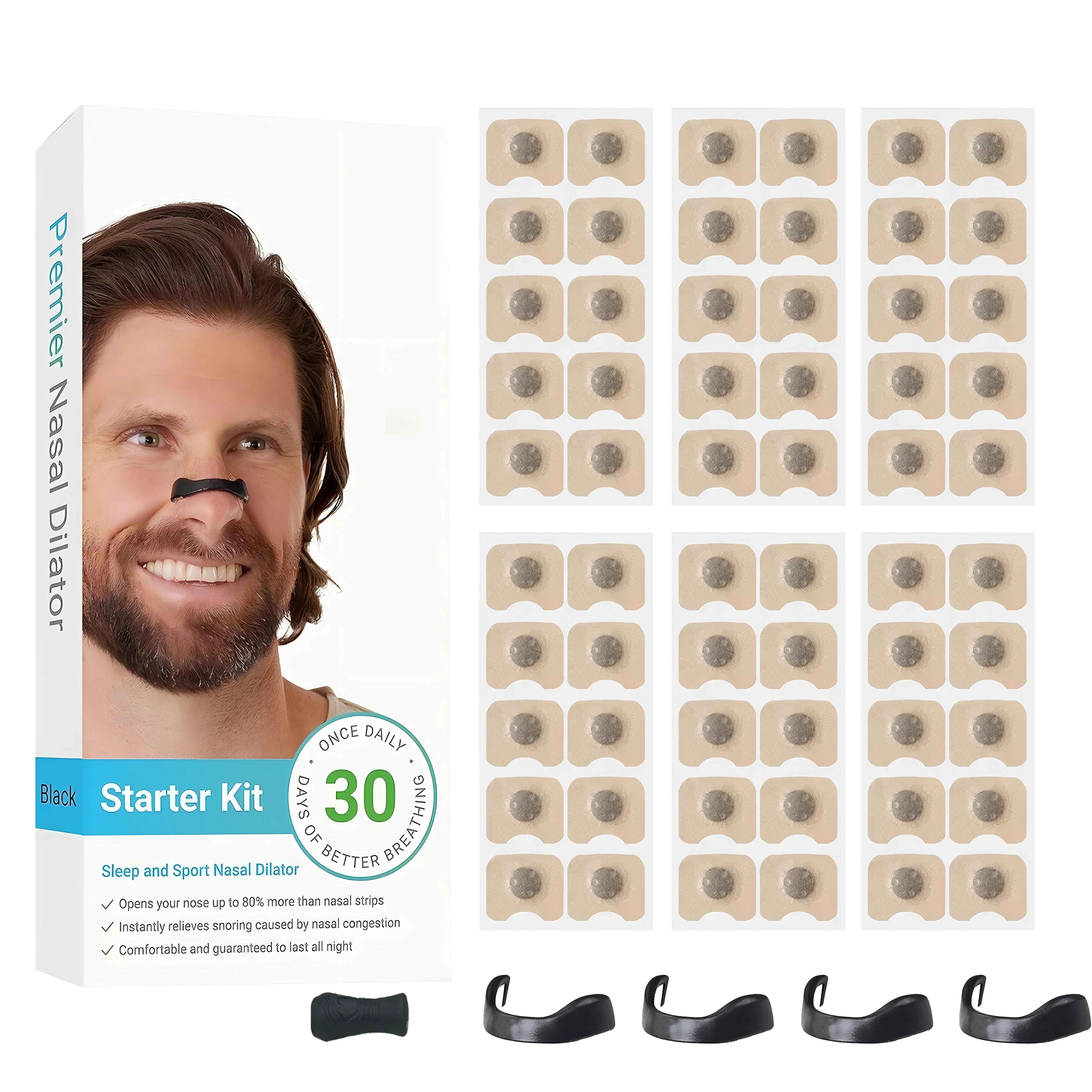 Nasal Breathing Dilator 30 Days/Box Starter Kit Magnetic Nose Strips Increase Sports Air Intake Improve Sleeping Reduce Snoring