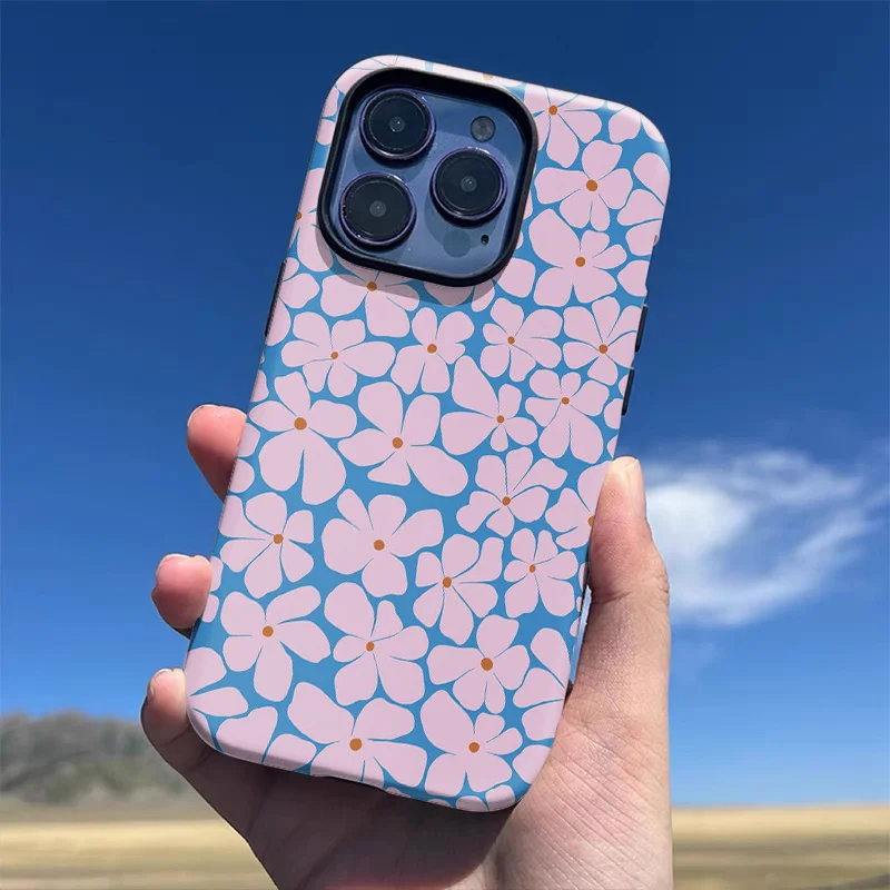 Luxury Purple Flowers Stylish Double-Layer Back Cover Phone Case