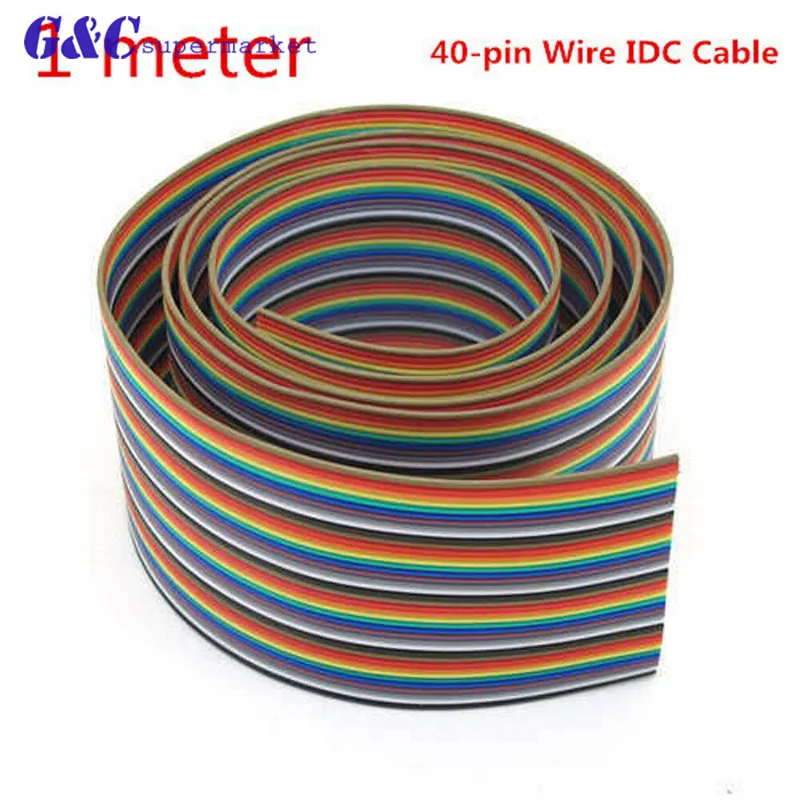 

1M / 3.3Ft length 13mm width 40-pin 40-channel rainbow colored flat cable IDC line DIY for IDC connector electronic accessories