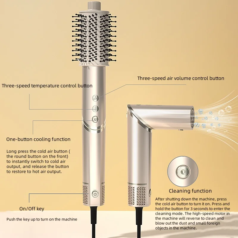 8 in 1 High Speed ​​Hair Dryer Curling Iron Hot Air Comb Set Folding Hair Dryer Multi-function Hair Styling Device 3
