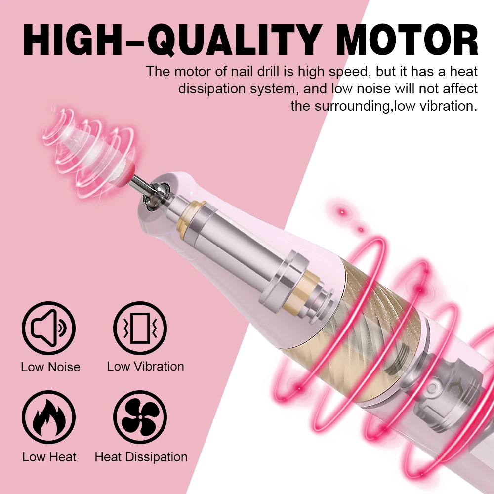YOKEFELLOW Professional Nail Drill 40000RPM Rechargeable Electric Nail Drill Machine Cordless Nail E File for Acrylic Gel Nails 3