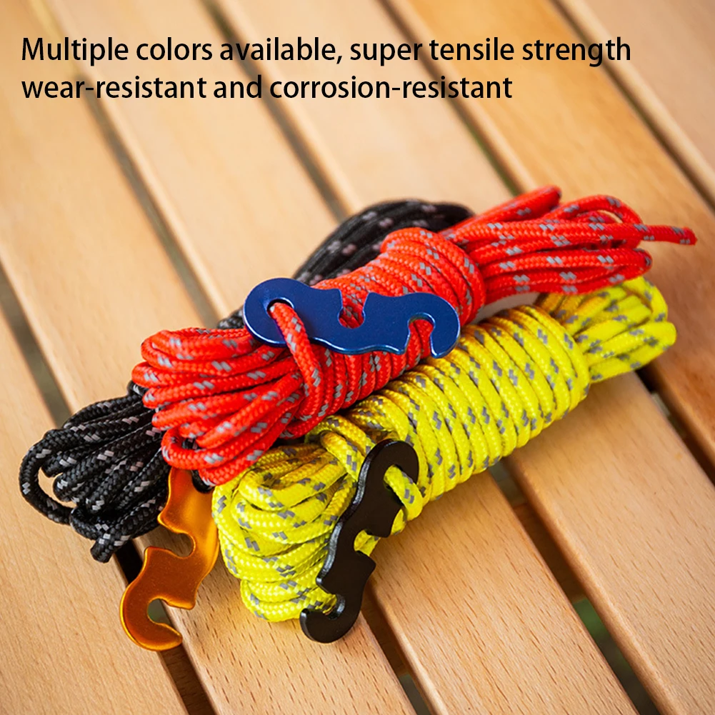 8 PCS 3mm Reflective Camping Rope Outdoor Tent Guy Ropes Camping Canopy Cord for Camping Hiking Canopy Shelter Outdoor Activity
