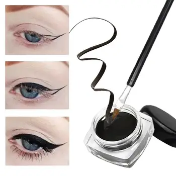 Heallor 1PC Waterproof Gel Eyeliner Mini Eyeliner Gel Cream With Brush Makeup Cosmetic Black Waterproof Eye Liner Pen - Thumbnail 7