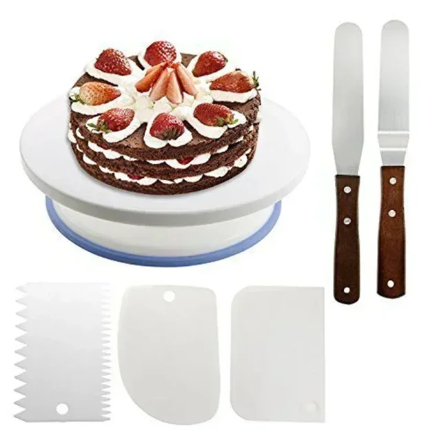 Plastic Cake Turntable Rotating Cake Plastic Dough Knife Decorating 10 Inch Cream Cakes Stand Cake Rotary Table