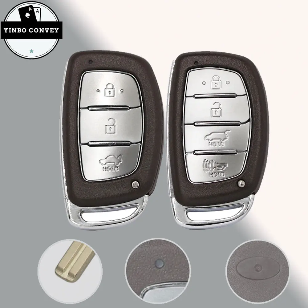 

YINBO 3/4 Buttons Replacement Blank Shell Smart Remote Key Case Fob For-HYUNDAI IX25 IX35 Elantra Sonata TOY40 Blade