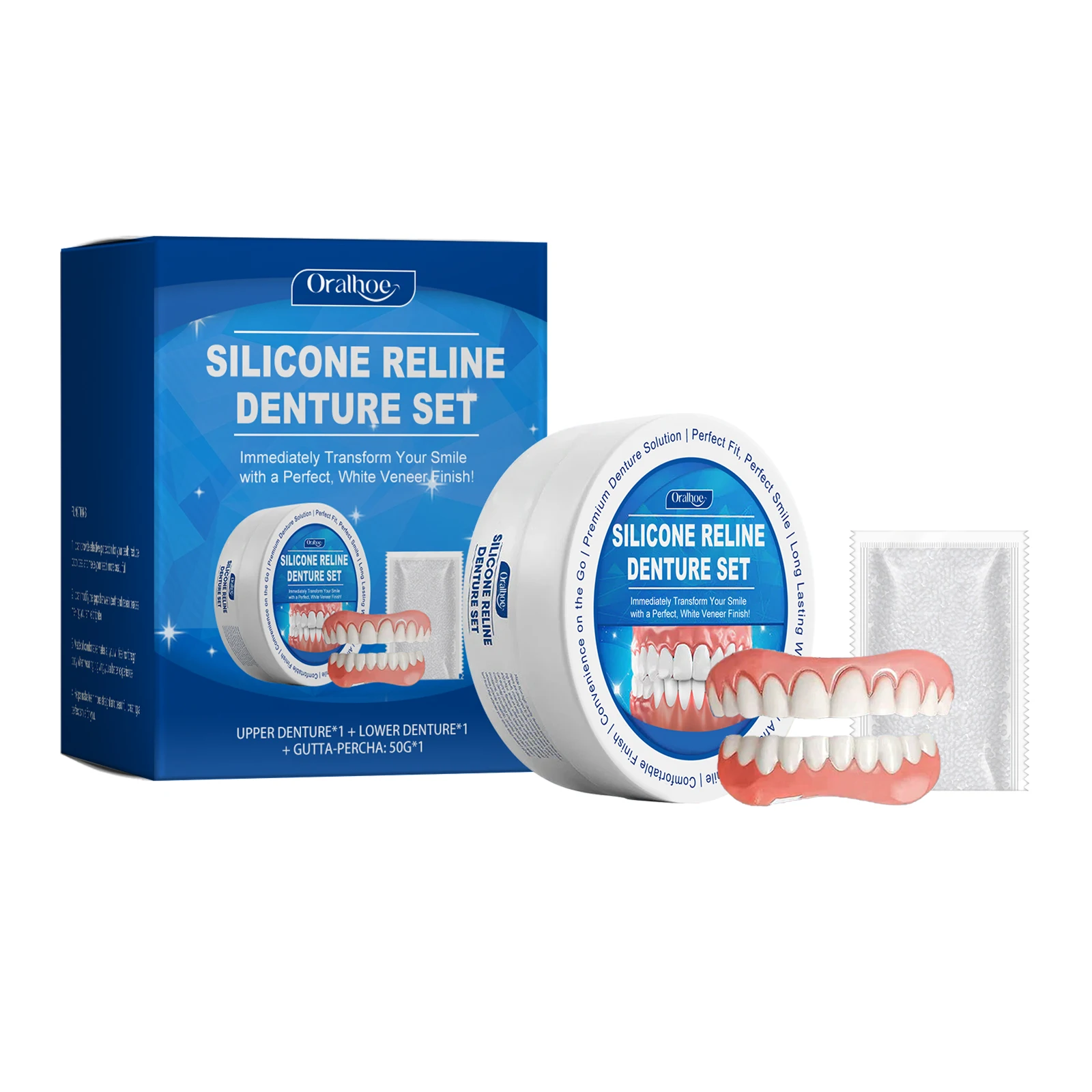 Denture Silicone Kit Silicone Liners Soft Kit Soft Denture Kit Teeth Upper And Lower Set Easy Use Dental care Hide Broken Teeth