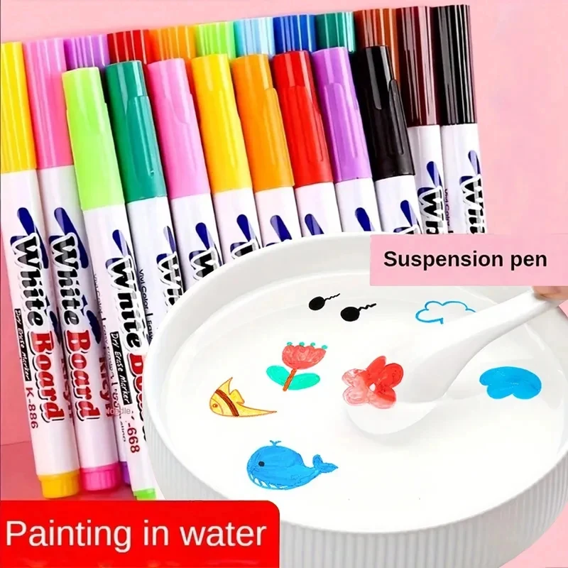 8-36pcs 색상 세라믹 스푼이 포함된 마법의 물 그림 펜, 마법의 플로팅 잉크 펜 드라이 지우기 아트 미술 용품