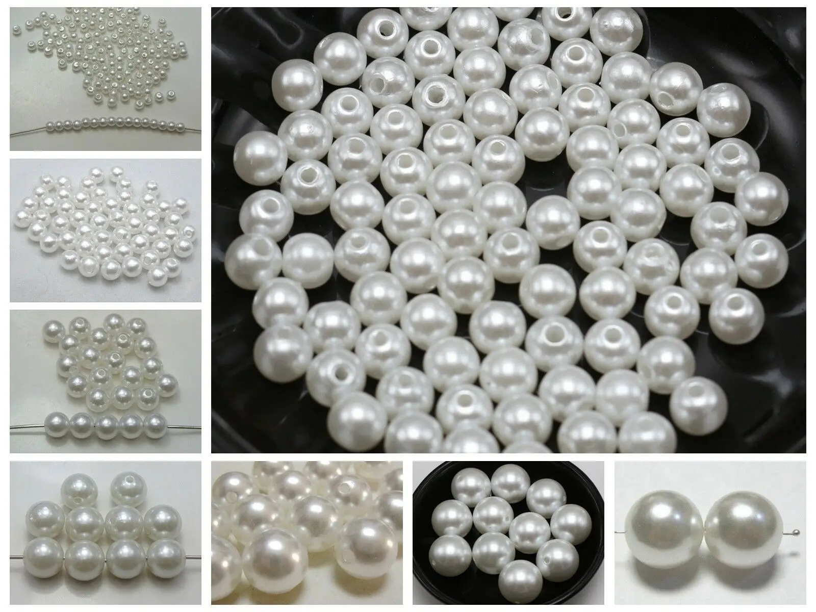 Craft DIY Pure White/Ivory Faux Pearl Round Beads 3mm-20mm Imitation Pearl Beads