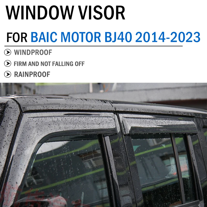 

FOR BAIC MOTOR BJ40 2014-2023 Window Visor Rain Guards Windows Rain Cover Deflector Awning Shield Vent Guard Shade Cover Trim