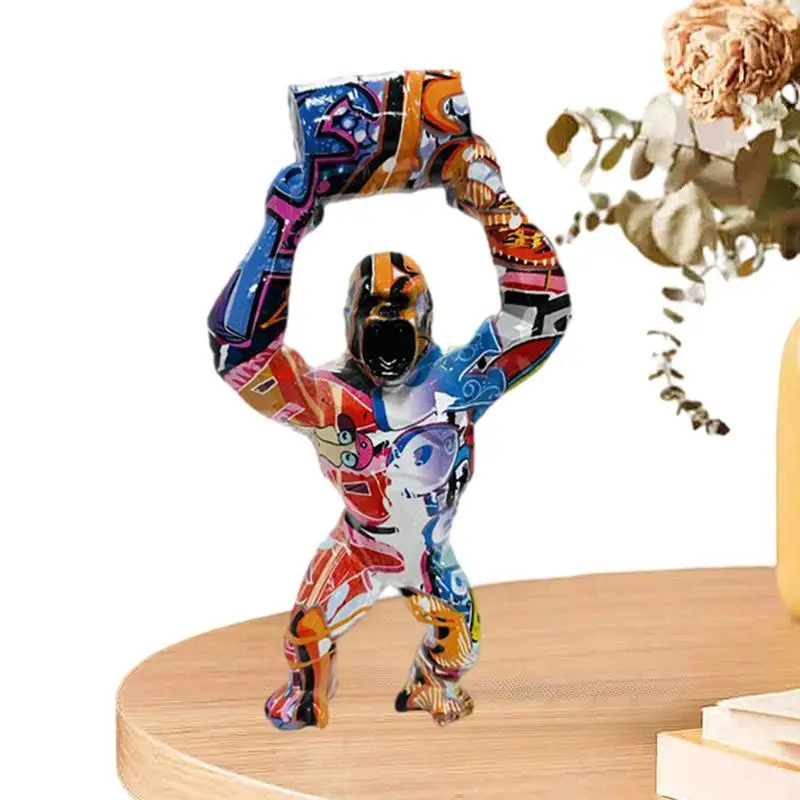 

Colorful Graffiti Gorilla Figurines Modern Home Decorations Graffiti Gorilla Sculptures Desktop Collectible Gorilla Ornament