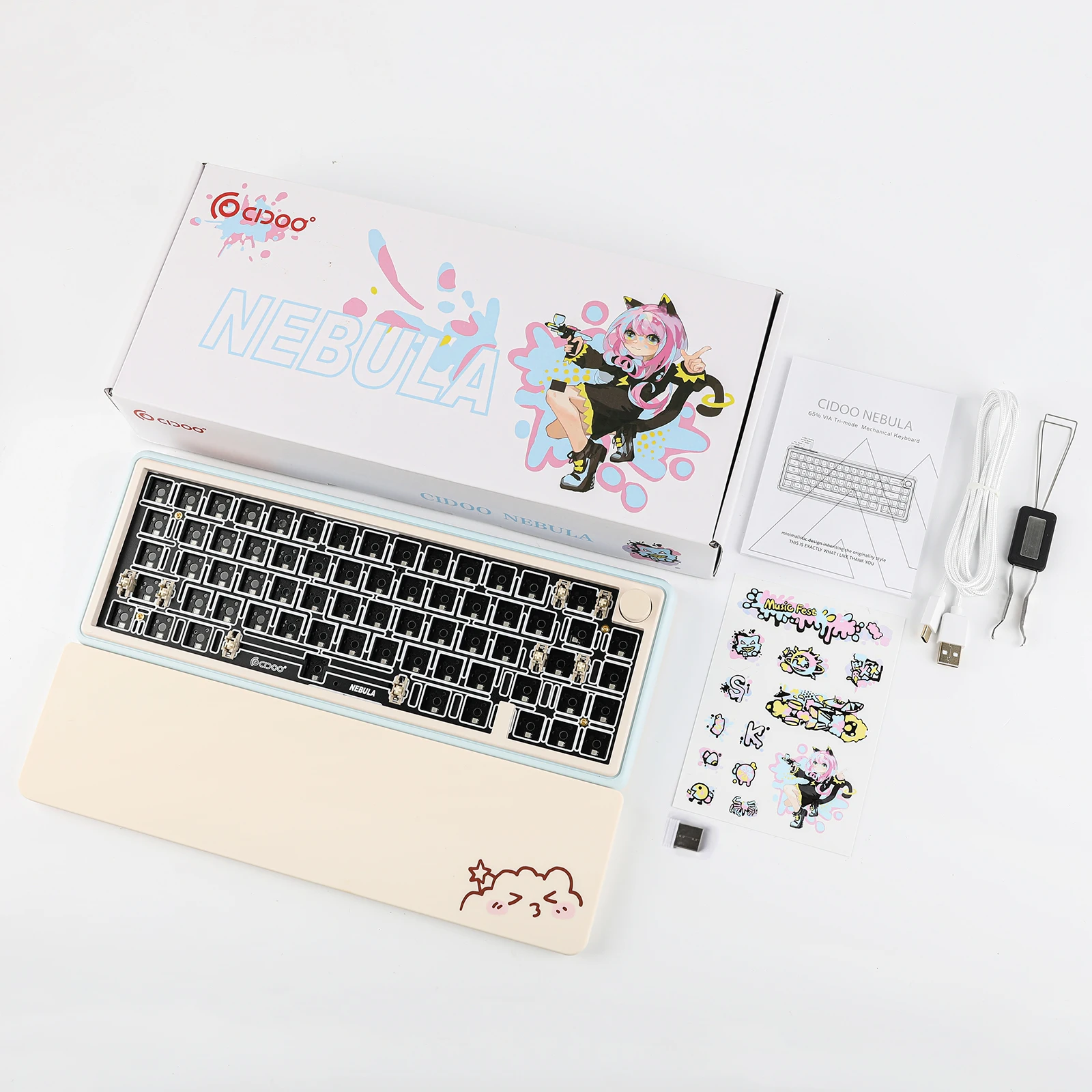 Cidoo Nebula-via-teclado Mecânico sem Fio Programável Hot Swappable Bluetooth 2.4ghz Tipo-c com Fio Windows Mac Mac 65 - Imagem 6