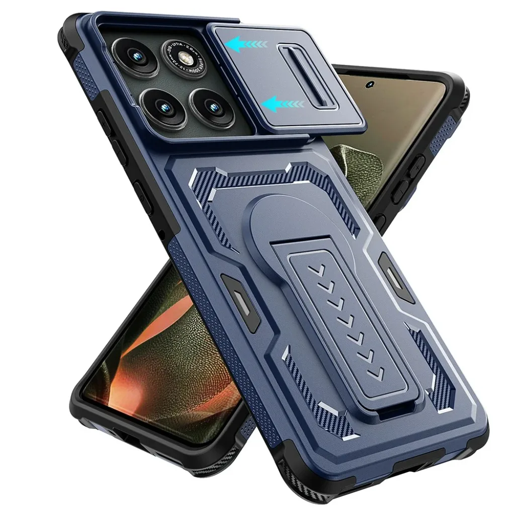 Durable Shockproof Case with Slide Camera Lens Cover and Kickstand