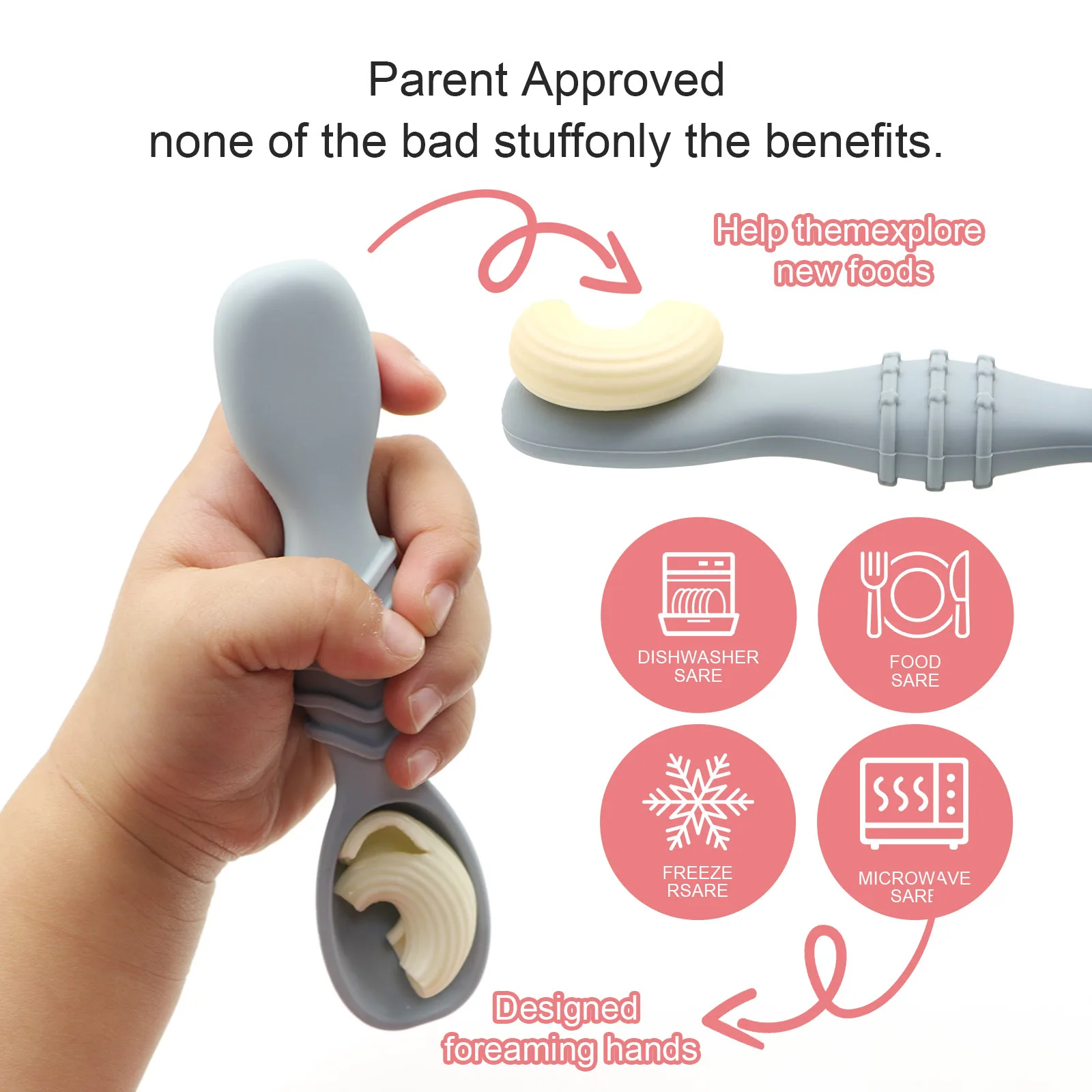 4pcs silicone baby food spoon, training spoon for babies over 6 months old, easy-to-grip tableware, Christmas gift 2