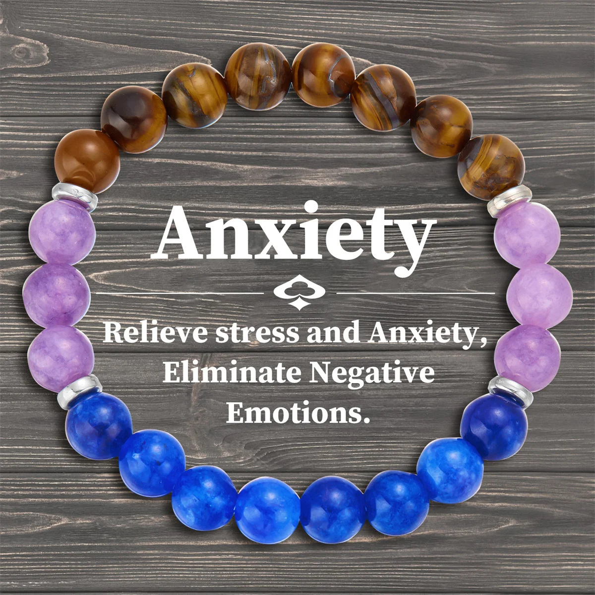 Close-up of geometric stone beads on success bracelet