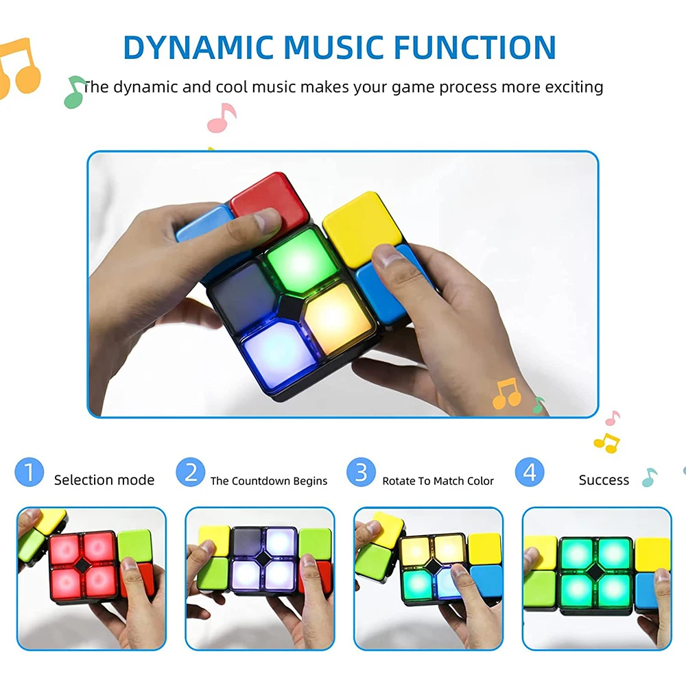 2023 Electronic Handheld New Point Game Fidget Toys Logic Flip Slide  4 Game Modes Changeable Puzzle Magic Cube Music Toy 4