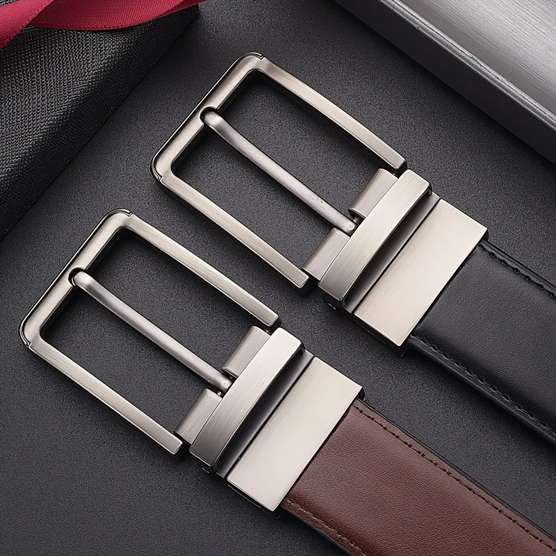 Men's Classic Double-Sided Belt with Rotatable Alloy Buckle