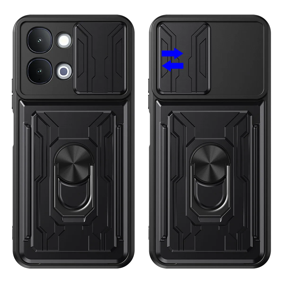 Shockproof Armor Card Holder Case with Slide Lens Protection