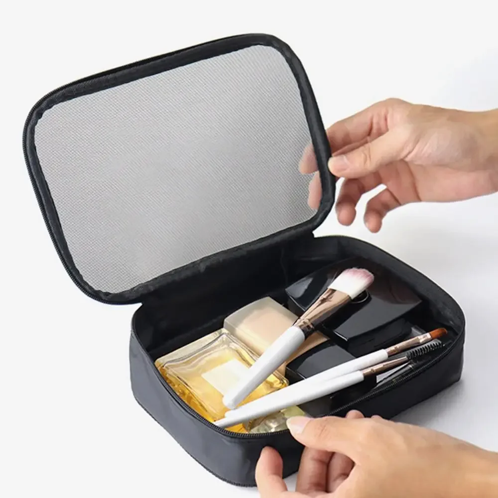 Women Makeup Bag Women Solid Color Zipper Cosmetic Bag Mesh Transparent Casual Travel Portable Mini Wash Storage Bags