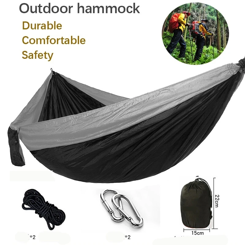 2 Person Outdoor Hanging Hammock Portable Camping Hang Bed Travel Survival Hunting Sleeping Bed Multicolor Adult Tourist Hammock