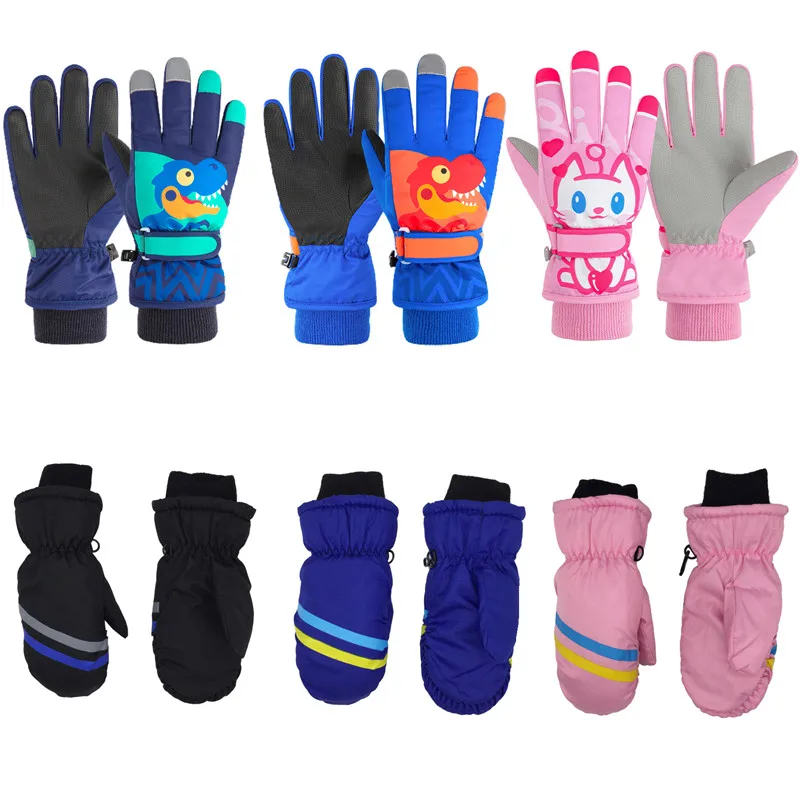 Thermal Ski Gloves Child Kids Winter Plus Velvet Touch Cold Waterproof Windproof Gloves Baby Winter For Cycling Skiing