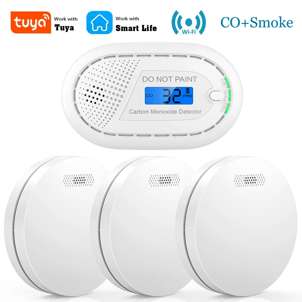 цена CPVAN Smart Life and Tuya WiFi Version Fire Smoke Detector Sensor and Carbon Monoxide CO Gas Alarm Detector Protection Equipment