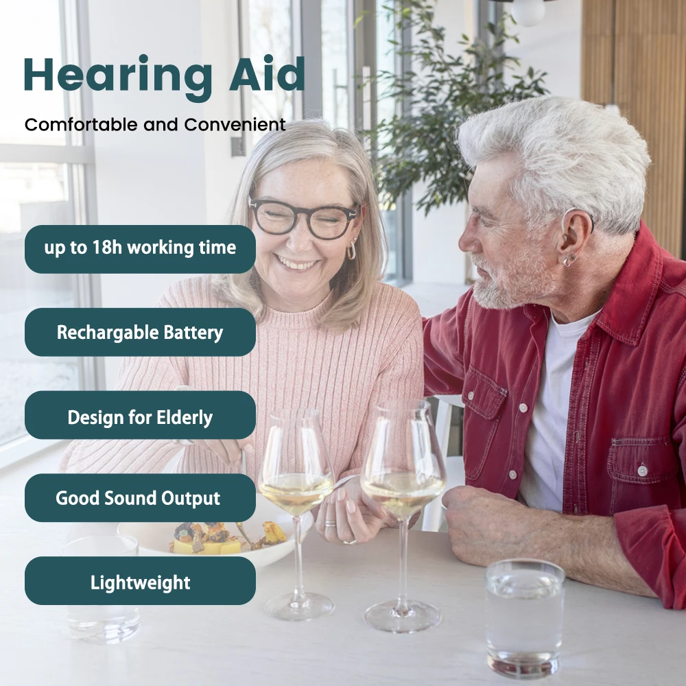 JINGHAO Rechargeable Hearing Aid Sound Device Hearing Amplifier with Charger Dock for Elderly  Left and Right Ear Aids 4