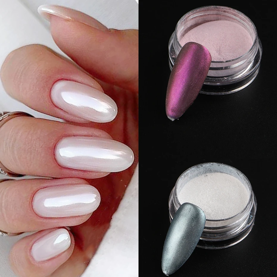 Nail Powder Nail Glitter Nail Pigment Nail Decoration Nail Decorations 1 Box Aurora Nail Fairy Powder Pigment Pearl White Rubbing on Nail Art Glitter Dust Chrome Manicure Holographic Decorations TRX
