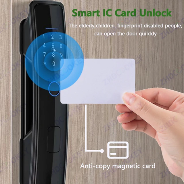 8 Languages Tuya WiFi APP Password IC Card Fingerprint Biometric Digital Keypad TTlock Bluetooth Smart Door Lock with Alexa 4