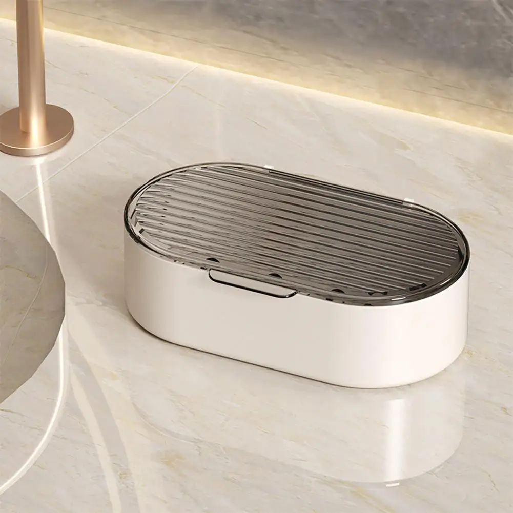 

Hygienic Soap Rack Elegant Double Layer Hollow Soap Box with Drainage Dustproof Lid for Bathroom Organization Storage Hollow