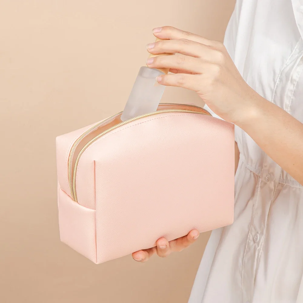 Toiletry Bag 1pcs PU Leather Portable Waterproof Travel Women Cosmetic Organizer
