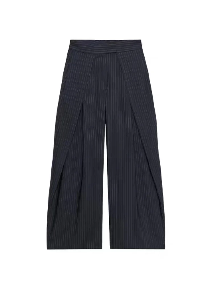 Elegant Women's High-Waisted Pleated Wide-Leg Trousers