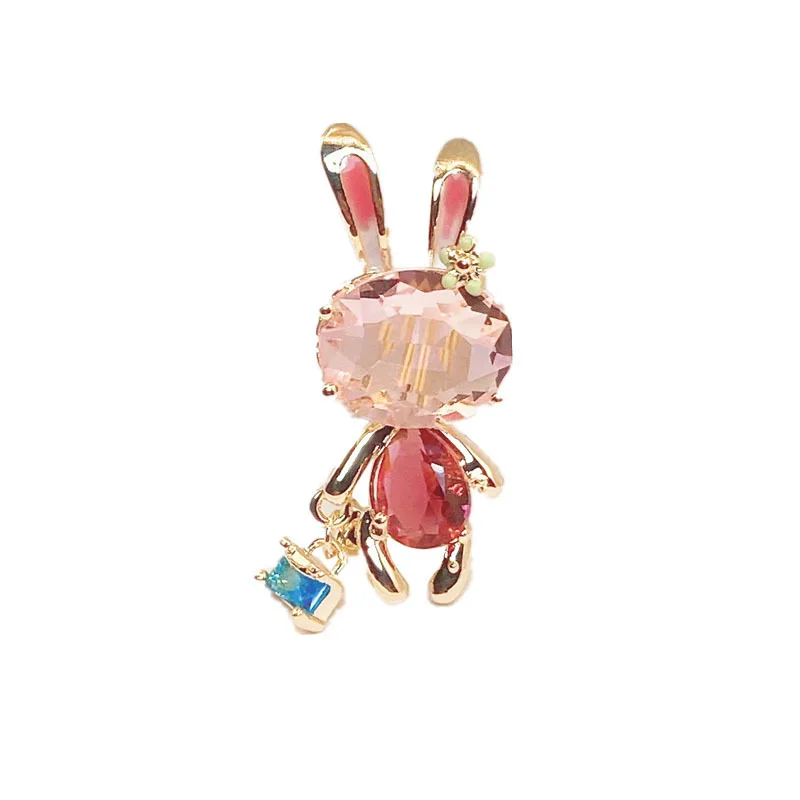 Exquisite Personality Imitation Crystal Cute Bunny Brooch for Women Fashion Rabbit Zircon Pin Anti-exposure Buckle Jewelry Gifts