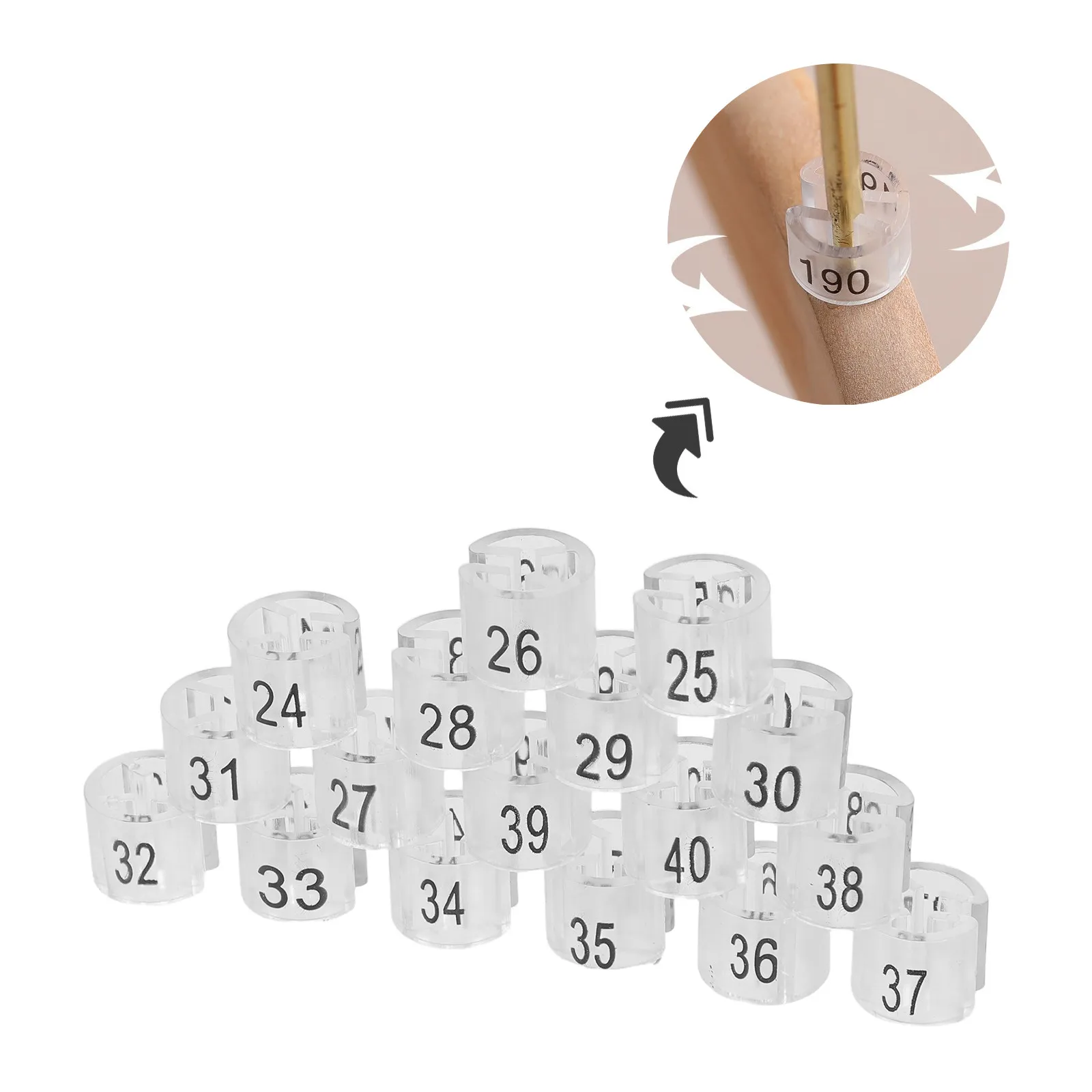 170개 플라스틱 의류 사이즈 마커 투명 숫자 태그 24-40 사이즈 옷걸이 사이즈 분리 클립 공간 절약 바지 옷걸이