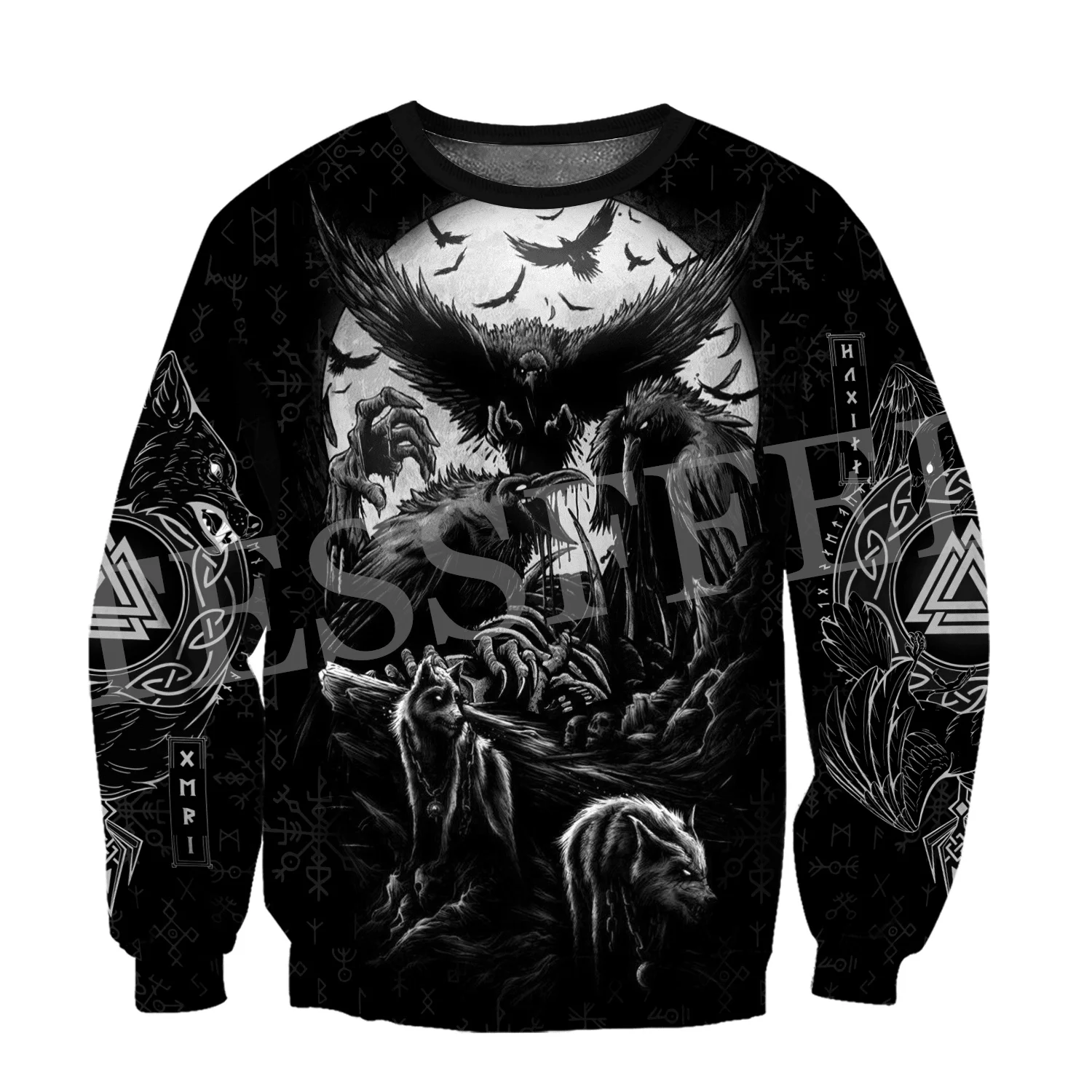 NewFashion Wolf Fenrir Odin Nordic Warrior Mythology Tattoo Retro Streetwear Tracksuit Pullover Harajuku Jacket Casual Hoodies R
