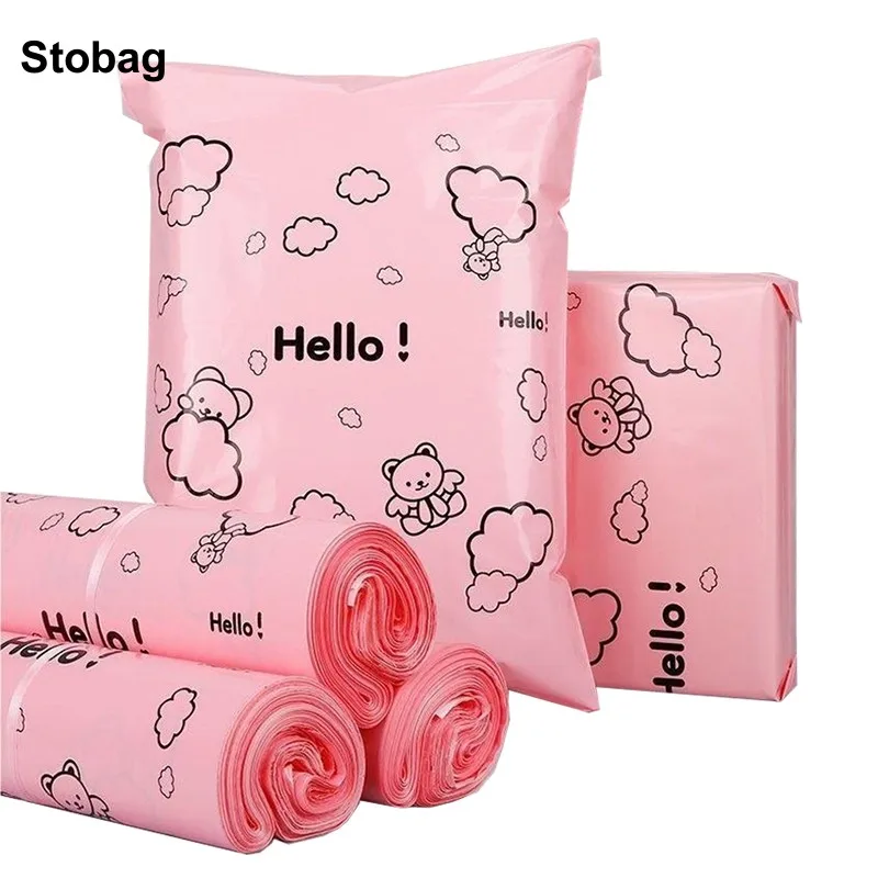 

StoBag 100pcs Pink Mailers Envelope Courier Bags Express Shipping Packaging Transport Pouch Plastic Sealed Clothes Storage