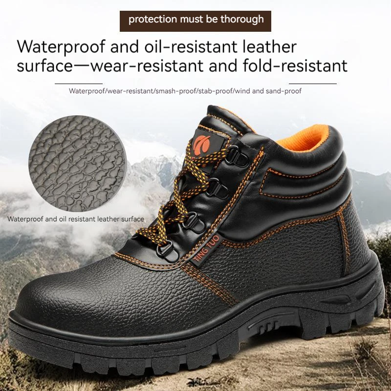 Botas de seguridad resistentes al desgaste para hombre, zapatillas de trabajo antigolpes y antipinchazos, botas impermeables, botas de trabajo protectoras indestructibles