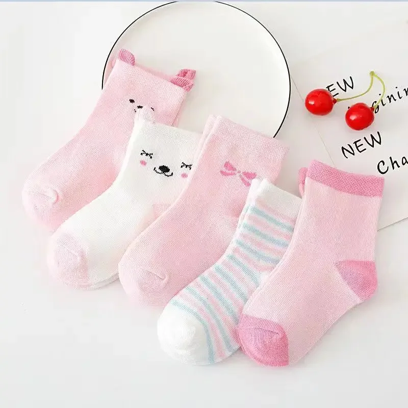 Cartoon Baby Socks Cute Cat Animal Soft Cotton Knit Baby Girl Kids Boy Newborn Boys Children's Socks for 0-6 Years 5 Pairs kids socks