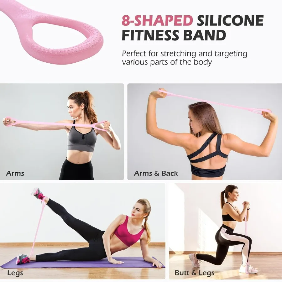 Upgraded Pilates Bar Kit with Resistance Bands Made from Natural Latex for Women Men HeavyDuty Stainless Steel Multifunctional