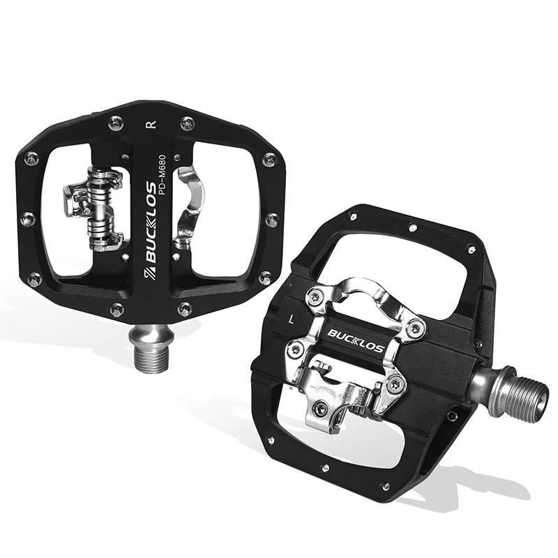 Bucklos Mountainbike Pedale 3 versiegelte Lager PD-M680 Dual Clipless Flat & Lock Pedal Aluminium Fahrrad pedale passen Shimano SPD – Detail 11