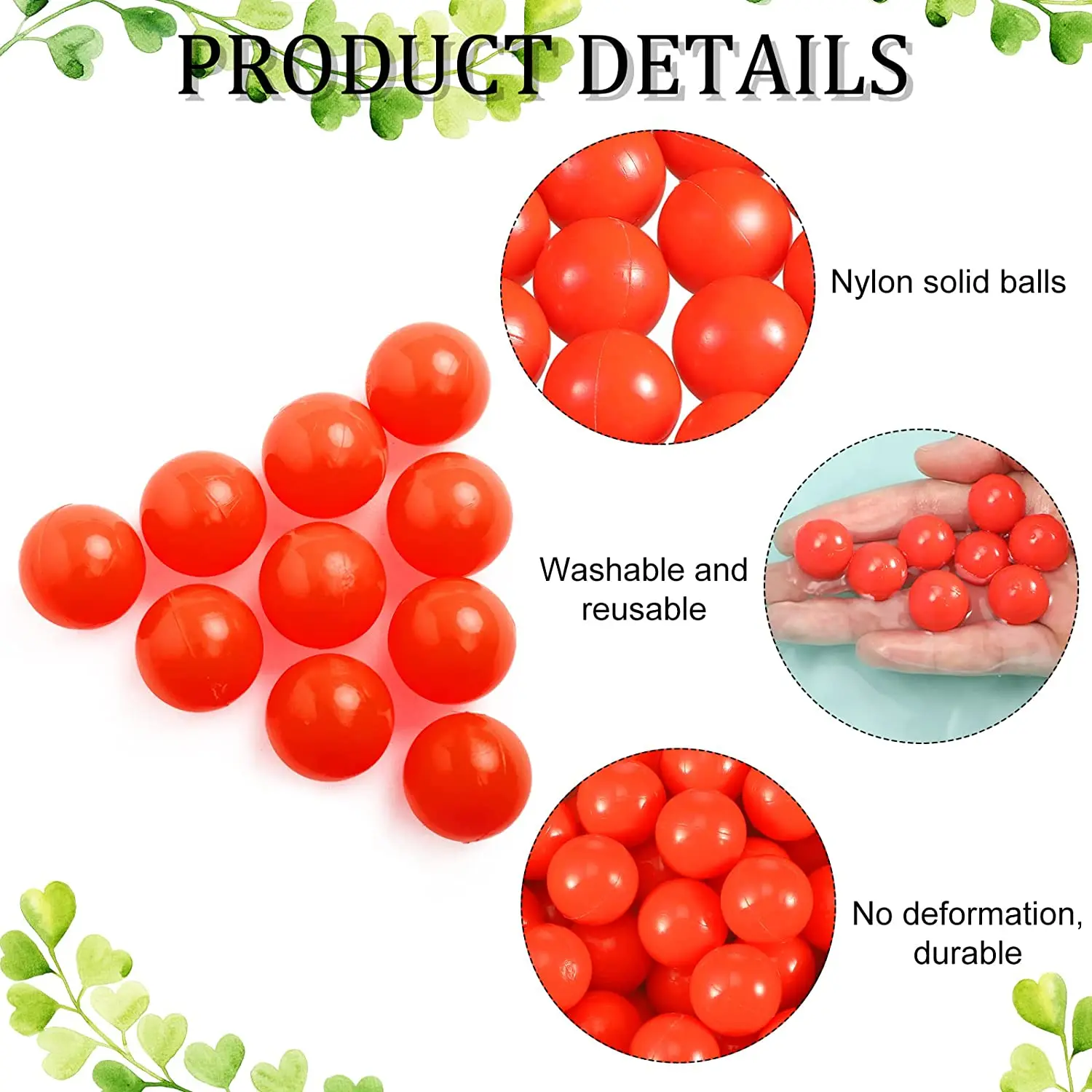 .43Cal X 500 PCS Paintball Bullet Fit for HDP 0.43 Caliber Self Defense Practice Reusable T4E Paint Ball Ammo Solid Rubber