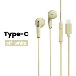 High - Quality Wired Headphones with Built - In Microphone and Versatile Connectivity (Off - white type c)