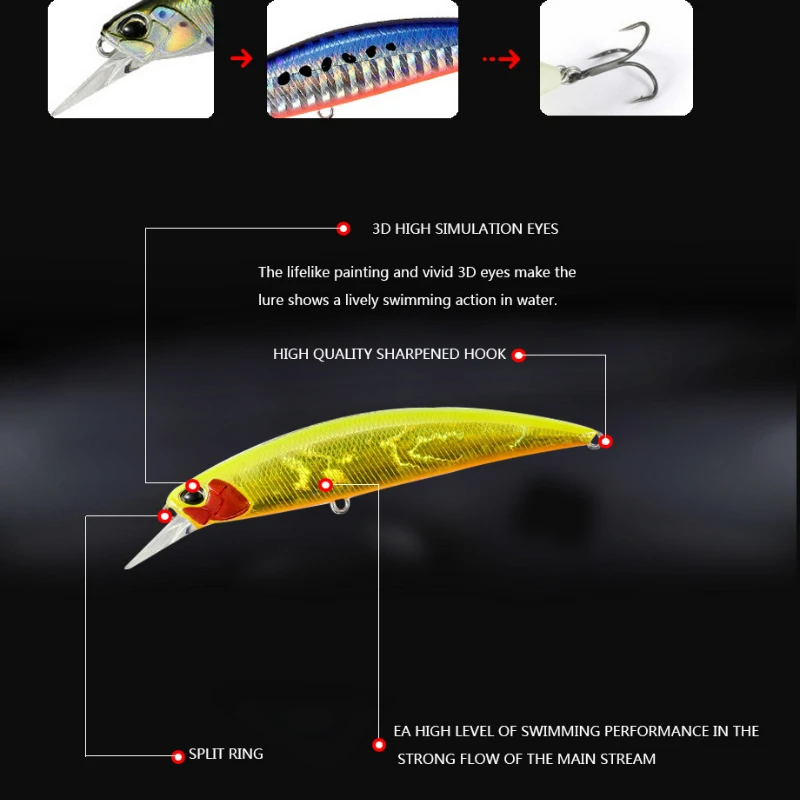 95mm 15g Sinking Minnow Fishing Lures Wobbler Weight System Artificial Hard Baits Strong Treble Hooks Jerkbait Swimbait Tackle
