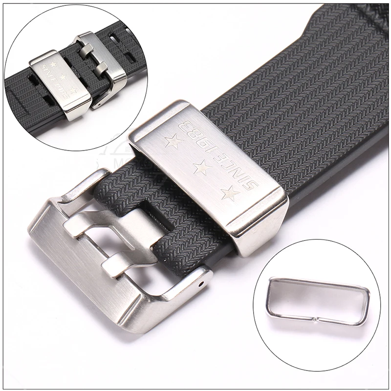 Stainless Steel Watch Band Strap Holder Loop and Bezel Buckle