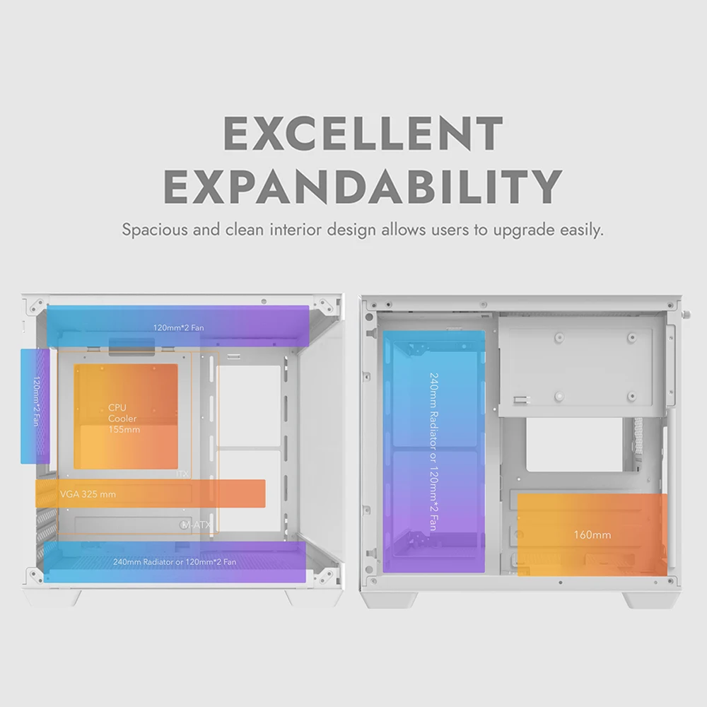 Aigo 275P PC Case Sea View Room Gaming Computer Desktop M-ATX ITX Motherboard Double-Sided Tempered Glass PC Gamer Cabinet