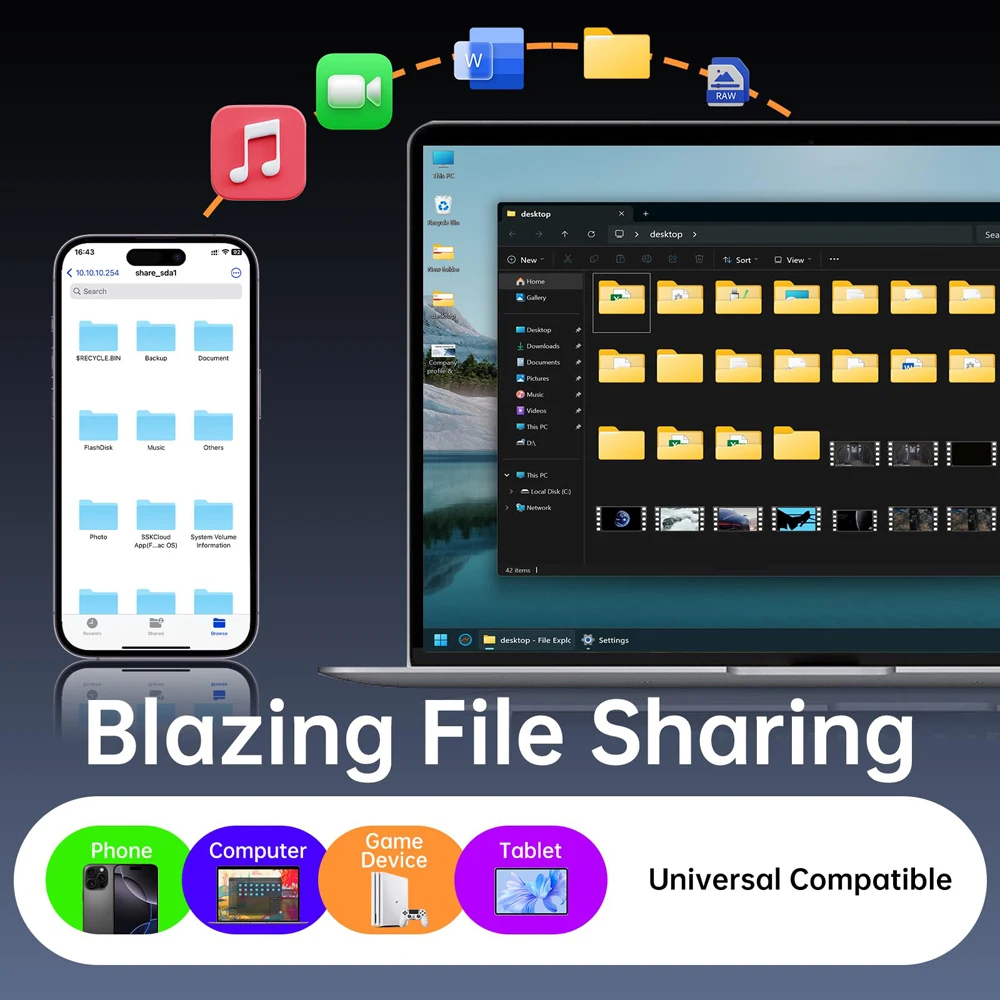 SSK 외장 하드 드라이브 휴대용 SSD 드라이브 최대 2000MB/s USB 3.2 외장 솔리드 스테이트 드라이브 (아이폰, 맥, 노트북용, LED 포함)