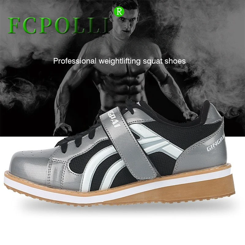 

Professional Men Weight Training Shoe Gray White Gym Shoes Mens Rubber Indoor Sports Shoes Man Designer Squat Hard Pull Shoe
